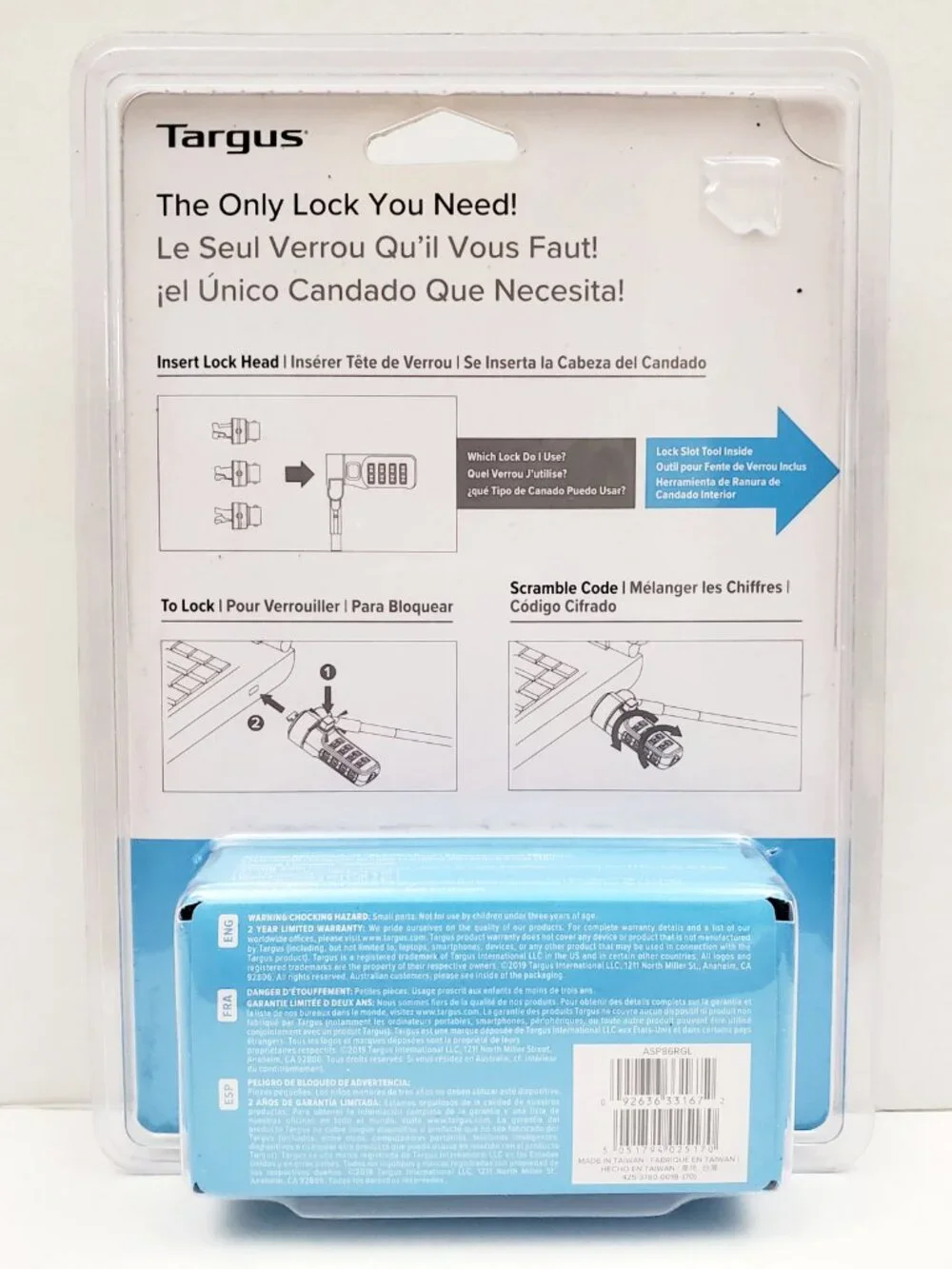 TARGUS Defcon Universal 3 in 1 Cable Security Lock Digit Code - Laptop Notebook